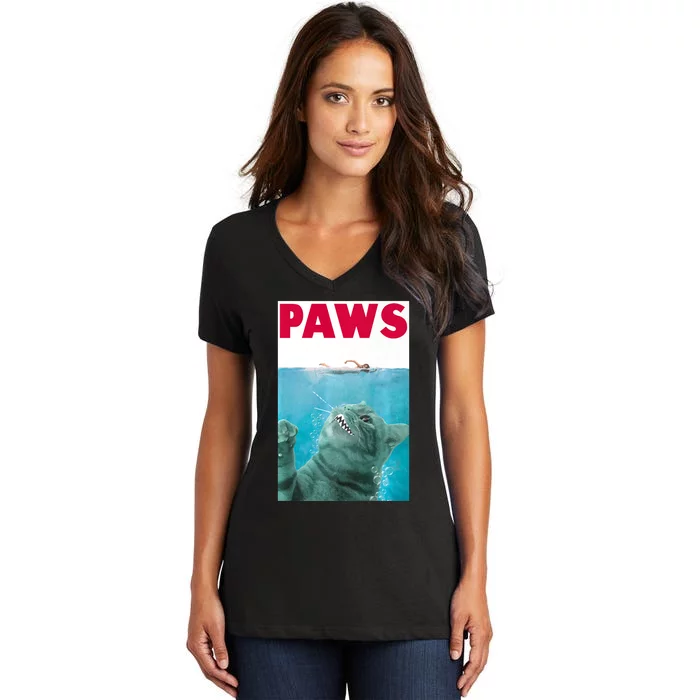 PAWS Cat Lover Funny Gift Women's V-Neck T-Shirt