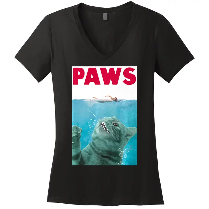 PAWS Cat Lover Funny Gift Women's V-Neck T-Shirt