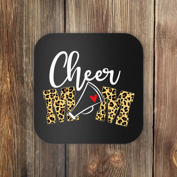 Proud Cheerleader Mom Leopard Cheer mother's day Coaster