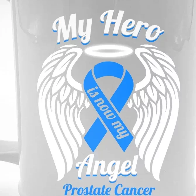 Prostate Cancer My Hero Is Now My Angel Wings Gift Front & Back Beer Stein