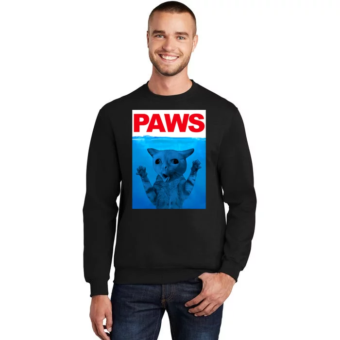 Paws Cat Meme Humor Funny Kitty Lover Funny Cats Dads Mom Tall Sweatshirt