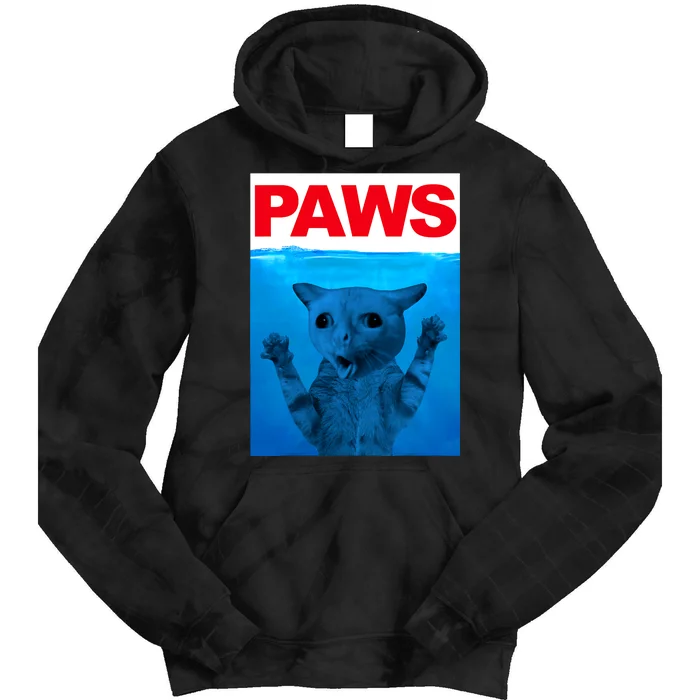 Paws Cat Meme Humor Funny Kitty Lover Funny Cats Dads Mom Tie Dye Hoodie