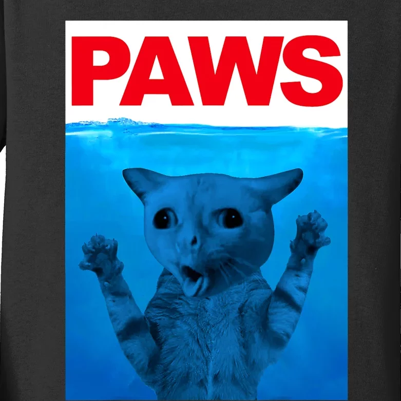 Paws Cat Meme Humor Funny Kitty Lover Funny Cats Dads Mom Kids Long Sleeve Shirt