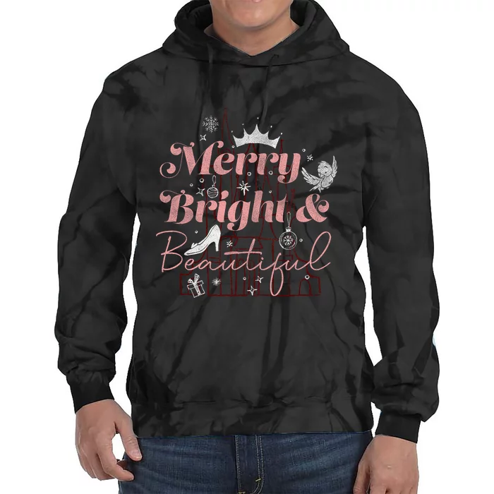 Princesses Christmas Merry Bright & Beautiful Tie Dye Hoodie