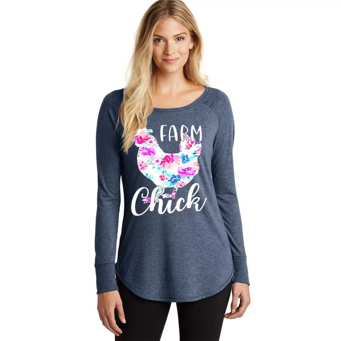 Proud Chicken Mom Mama Hen Roses Floral Gift Women's Perfect Tri Tunic Long Sleeve Shirt