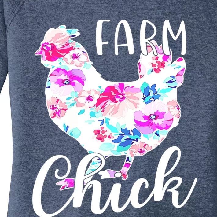 Proud Chicken Mom Mama Hen Roses Floral Gift Women's Perfect Tri Tunic Long Sleeve Shirt