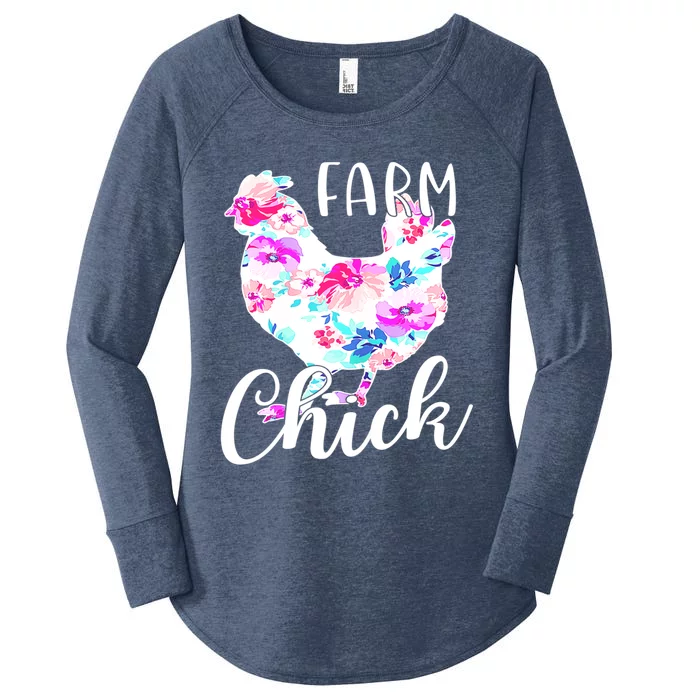 Proud Chicken Mom Mama Hen Roses Floral Gift Women's Perfect Tri Tunic Long Sleeve Shirt