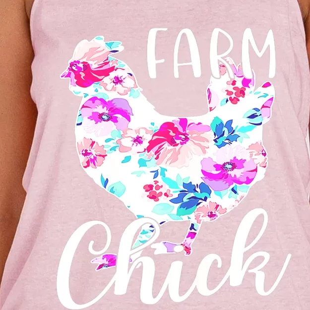 Proud Chicken Mom Mama Hen Roses Floral Gift Women's Knotted Racerback Tank