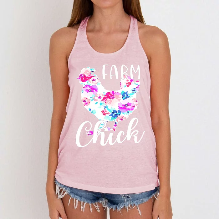 Proud Chicken Mom Mama Hen Roses Floral Gift Women's Knotted Racerback Tank