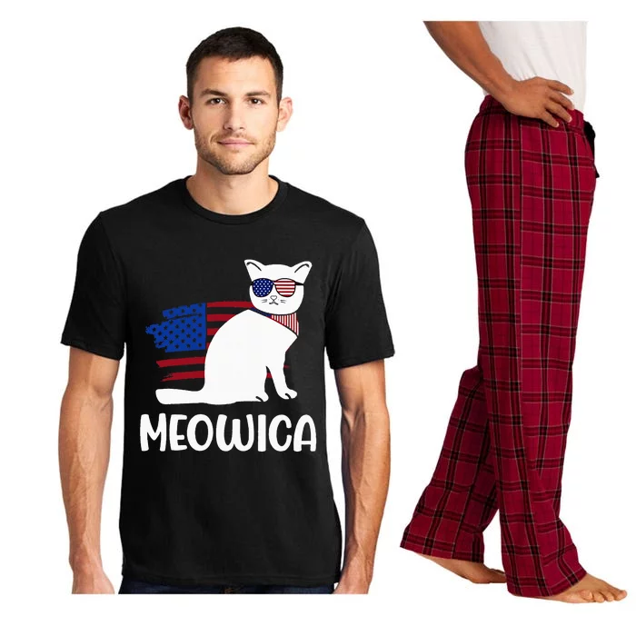 Patriotic Cat Meowica 4th of July Funny Kitten Lover Pajama Set