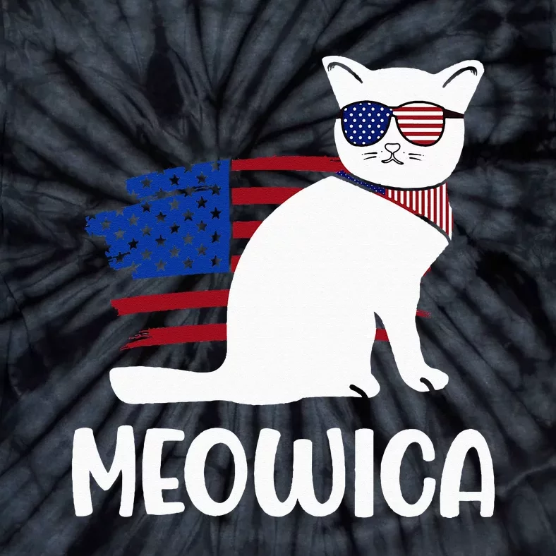 Patriotic Cat Meowica 4th of July Funny Kitten Lover Tie-Dye T-Shirt