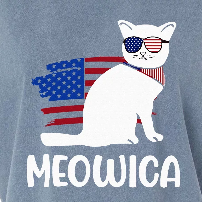 Patriotic Cat Meowica 4th of July Funny Kitten Lover Garment-Dyed Women's Muscle Tee