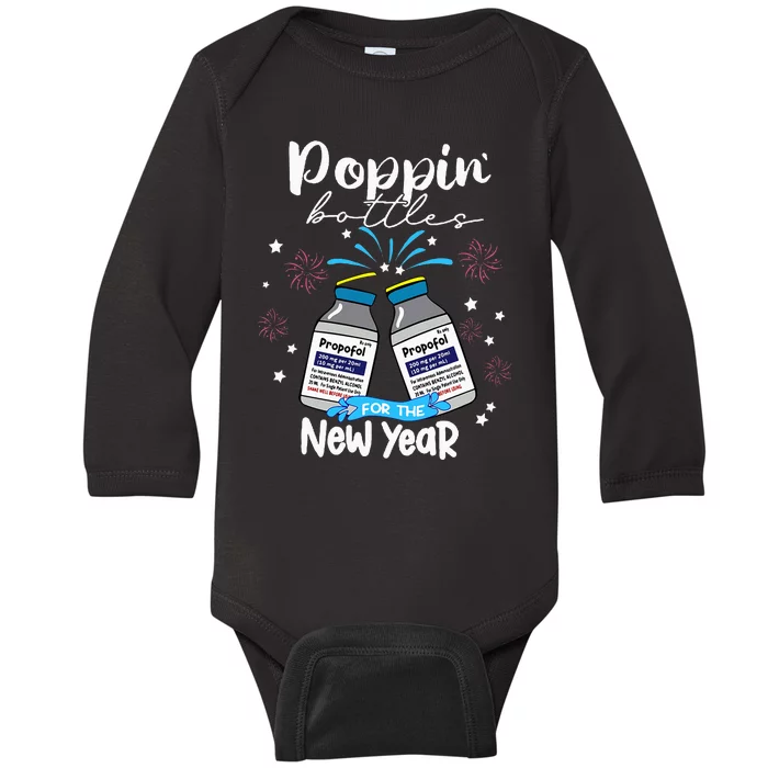 Propofol CRNA Medical Critical Care New Years Eve ICU Nurse Baby Long Sleeve Bodysuit