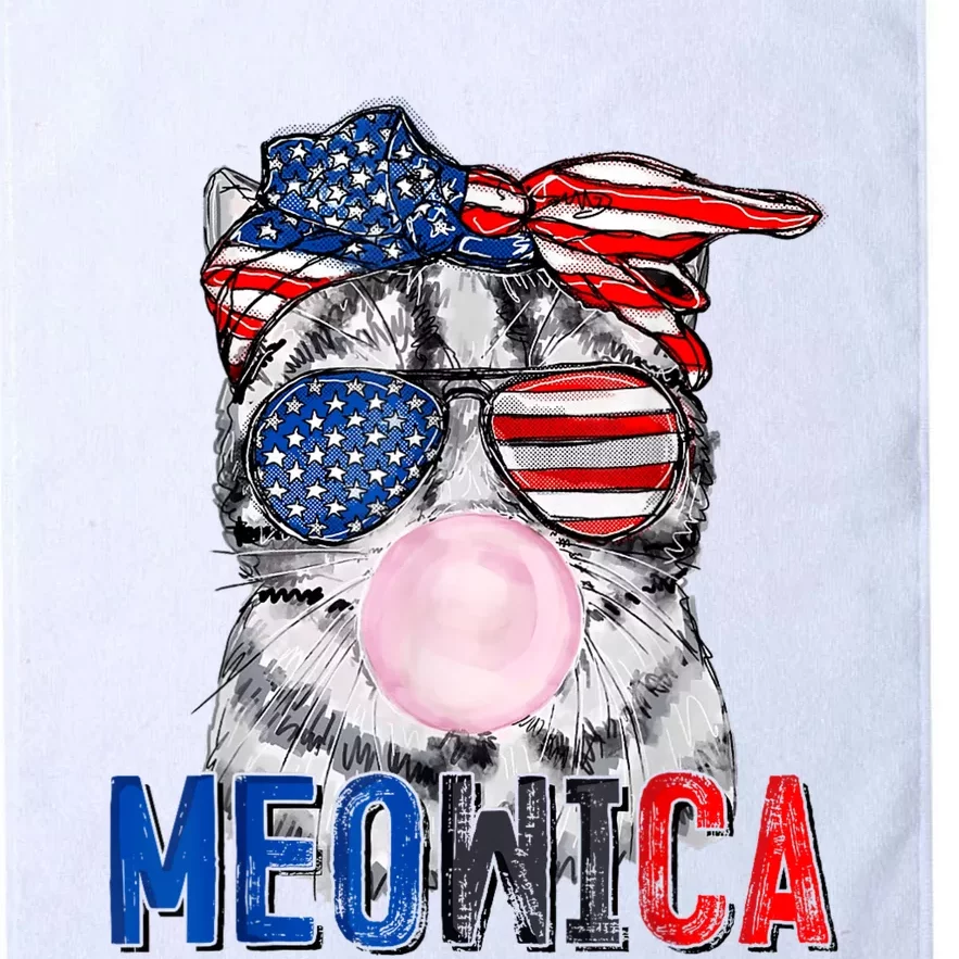 Patriotic Cat Meowica Bubblegum 4th Of July Funny Cat Lover Platinum Collection Golf Towel