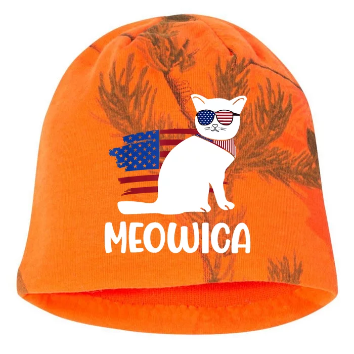 Patriotic Cat Meowica 4th Of July Funny Kitten Lover Kati - Camo Knit Beanie