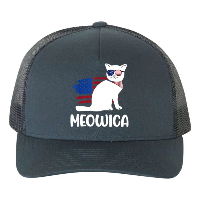 Patriotic Cat Meowica 4th Of July Funny Kitten Lover Yupoong Adult 5-Panel Trucker Hat