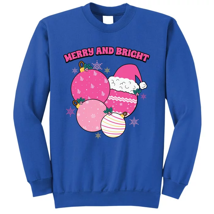 Pink Christmas Merry And Bright Gift Tall Sweatshirt