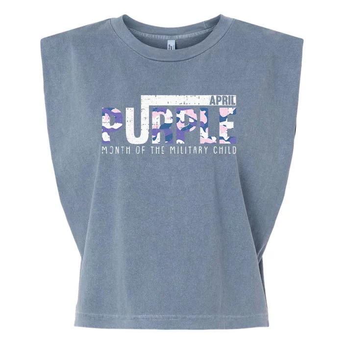 Purple Camo Month Of The Military Child Army Soldier Garment-Dyed Women's Muscle Tee