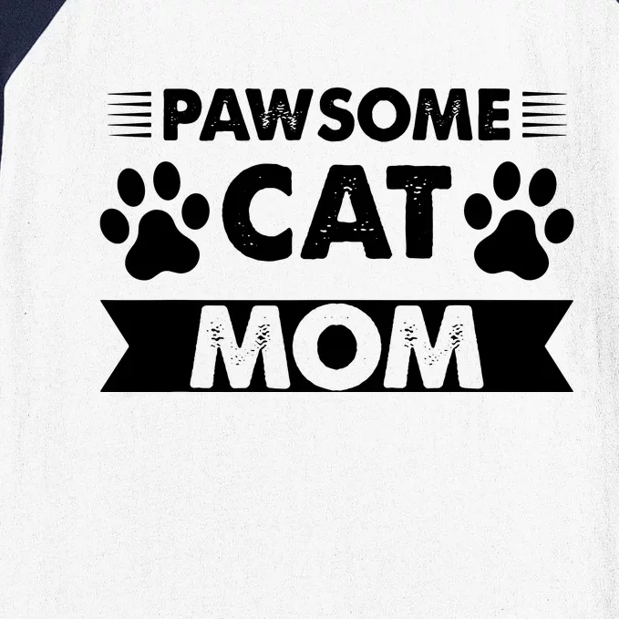 Pawsome Cat Mom Cat Baseball Sleeve Shirt