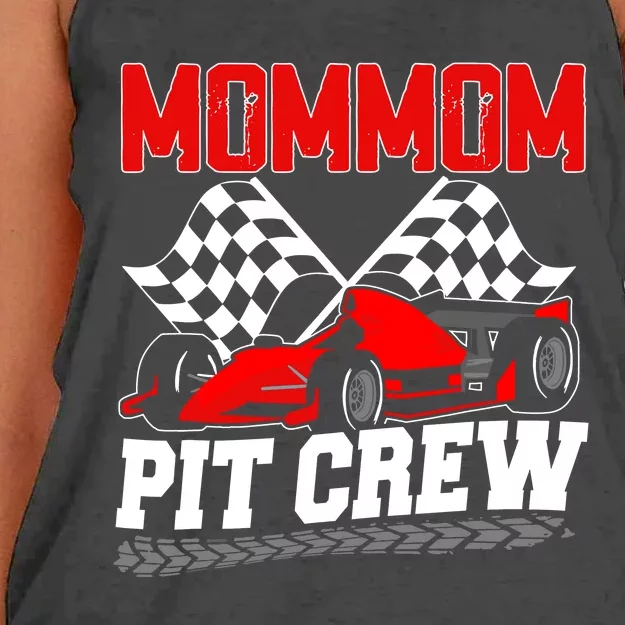 Pit Crew Mommom Race Car Birthday Racing Car Family Women's Knotted Racerback Tank