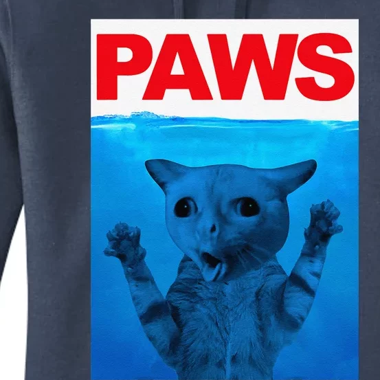 Paws Cat Meme Humor Funny Kitty Lover Funny Cats Dads Mom Women's Pullover Hoodie