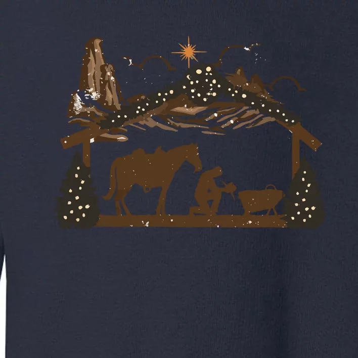 Praying Cowboy Manger Religious Western Christmas Toddler Sweatshirt