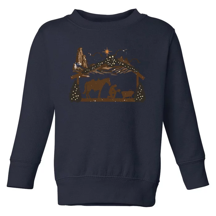 Praying Cowboy Manger Religious Western Christmas Toddler Sweatshirt