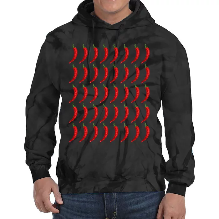 Pattern Chilis Mexican Spicy Hot Food Lover Chili Pepper Tie Dye Hoodie