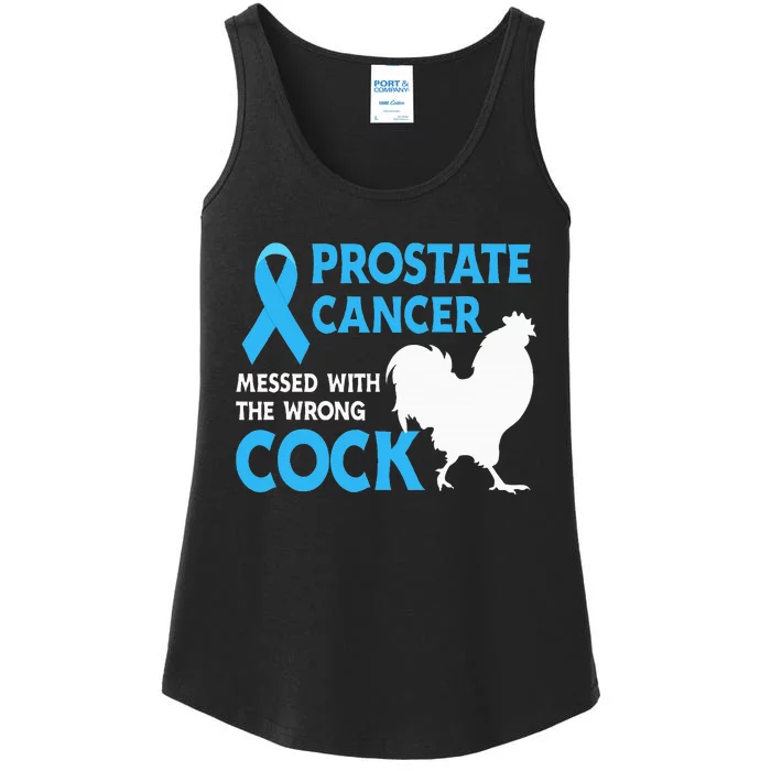 Prostate Cancer Messed With The Wrong Cock Cancer Awareness Ladies Essential Tank