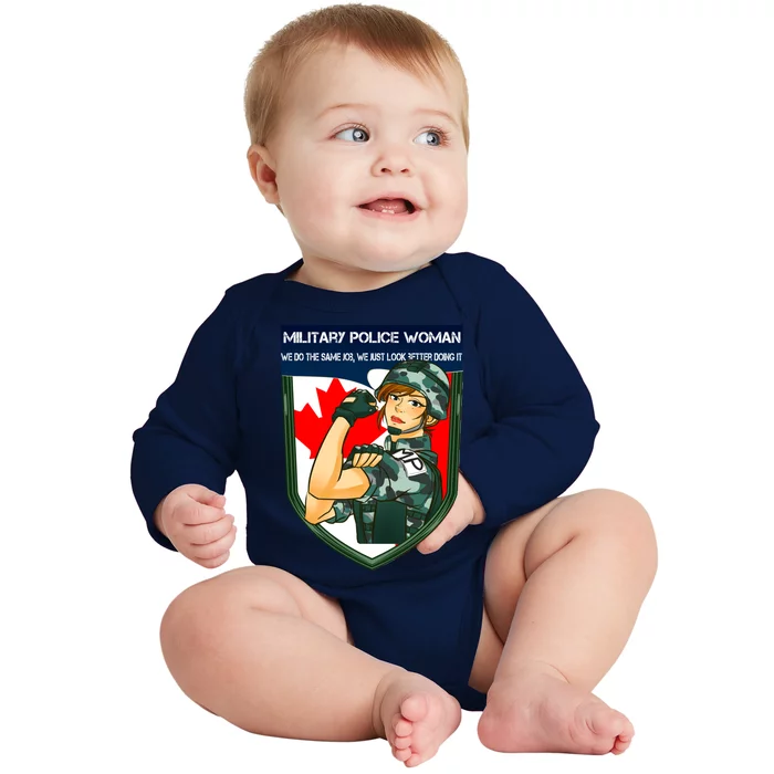 Proud Canadian Military Police Gift Baby Long Sleeve Bodysuit