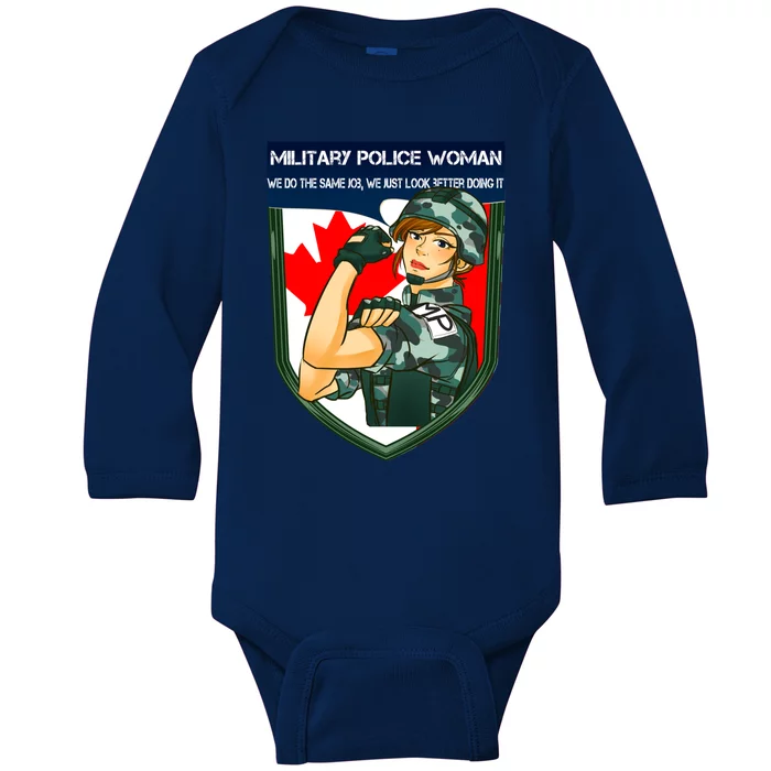 Proud Canadian Military Police Gift Baby Long Sleeve Bodysuit