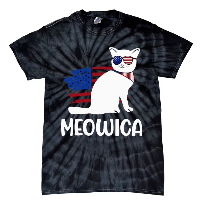 Patriotic Cat Meowica 4th of July Funny Kitten Lover Tie-Dye T-Shirt