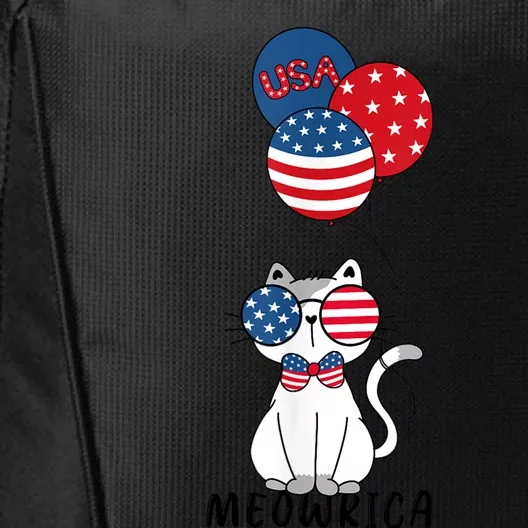 Patriotic Cat Meowica 4th Of July Funny Kitten Lover City Backpack