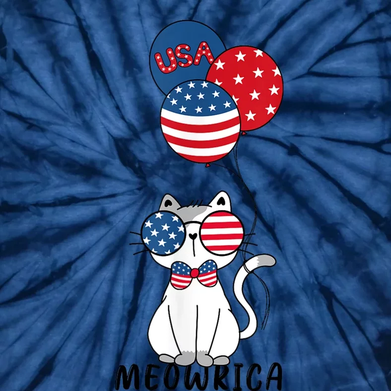 Patriotic Cat Meowica 4th Of July Funny Kitten Lover Tie-Dye T-Shirt