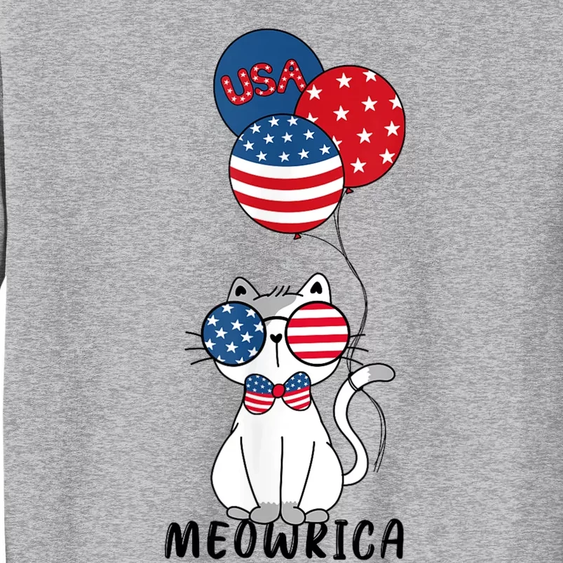 Patriotic Cat Meowica 4th Of July Funny Kitten Lover Sweatshirt