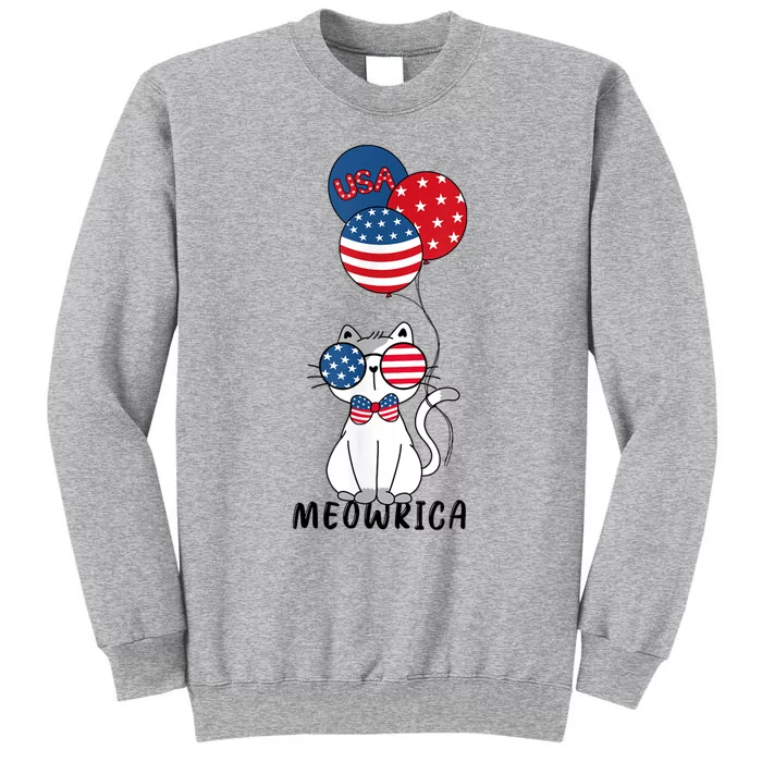 Patriotic Cat Meowica 4th Of July Funny Kitten Lover Sweatshirt