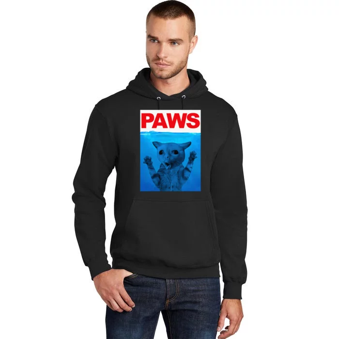 Paws Cat Meme Humor Funny Cats Dads Mom Tall Hoodie