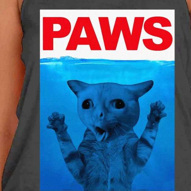 Paws Cat Meme Humor Funny Cats Dads Mom Women's Knotted Racerback Tank