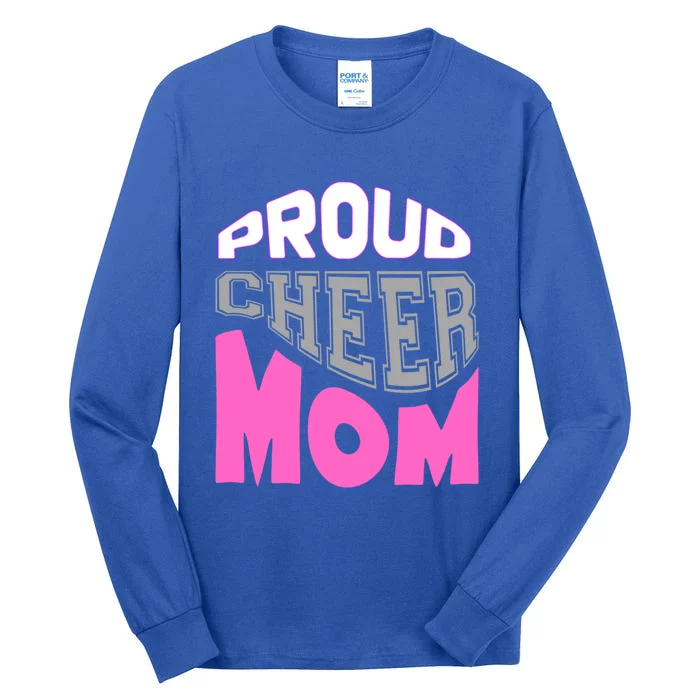 Proud Cheer Mom Squad Tryouts Pom Poms Megaphone Novelty Funny Gift Tall Long Sleeve T-Shirt