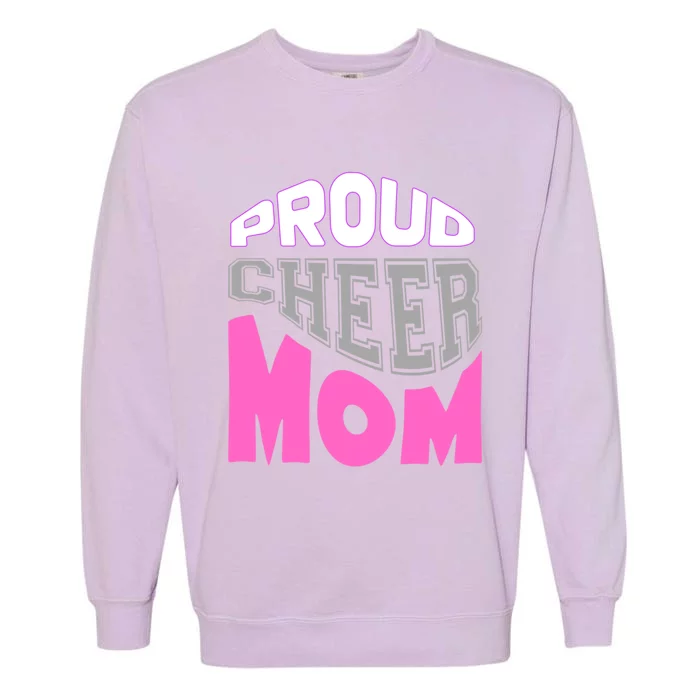 Proud Cheer Mom Squad Tryouts Pom Poms Megaphone Novelty Funny Gift Garment-Dyed Sweatshirt