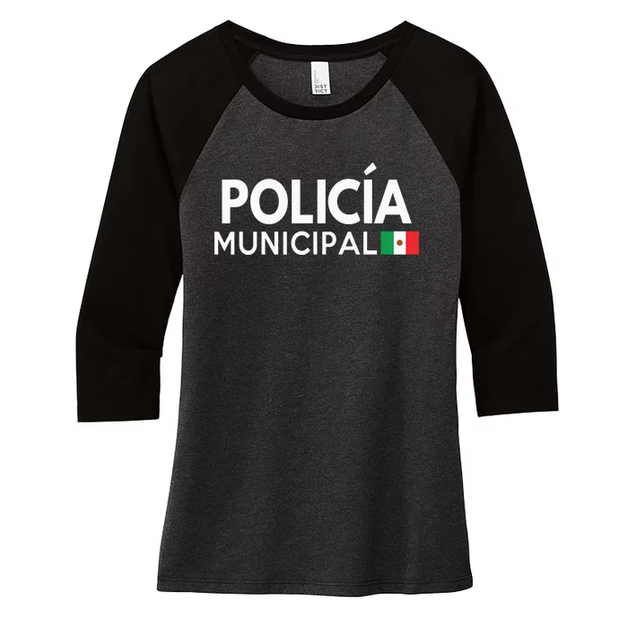 Policia Costume Mexican Police Halloween Costumes Women's Tri-Blend 3/4-Sleeve Raglan Shirt