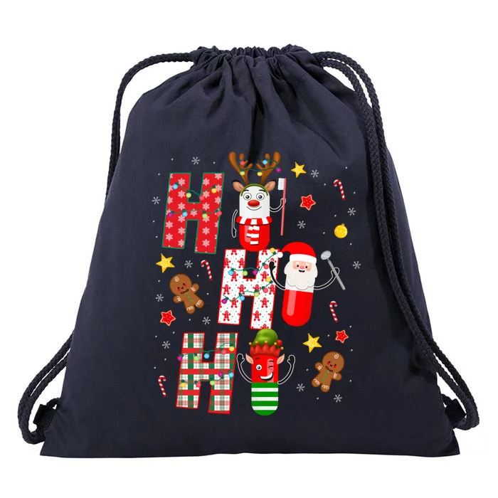 Pharmacy Crew Matching Christmas Pills Santa Elf Reindeer Gift Drawstring Bag