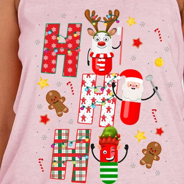 Pharmacy Crew Matching Christmas Pills Santa Elf Reindeer Gift Women's Knotted Racerback Tank