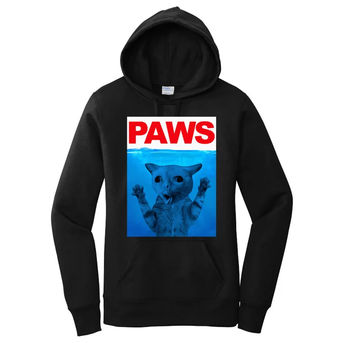 Paws Cat Meme Humor Funny Kitty Lover Funny Cats Dads Mom Women's Pullover Hoodie