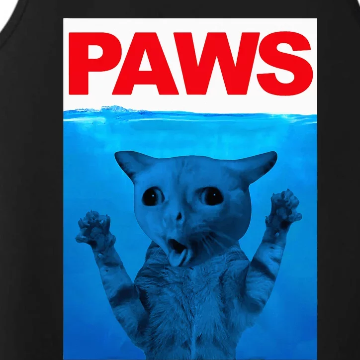 Paws Cat Meme Humor Funny Kitty Lover Funny Cats Dads Mom Performance Tank