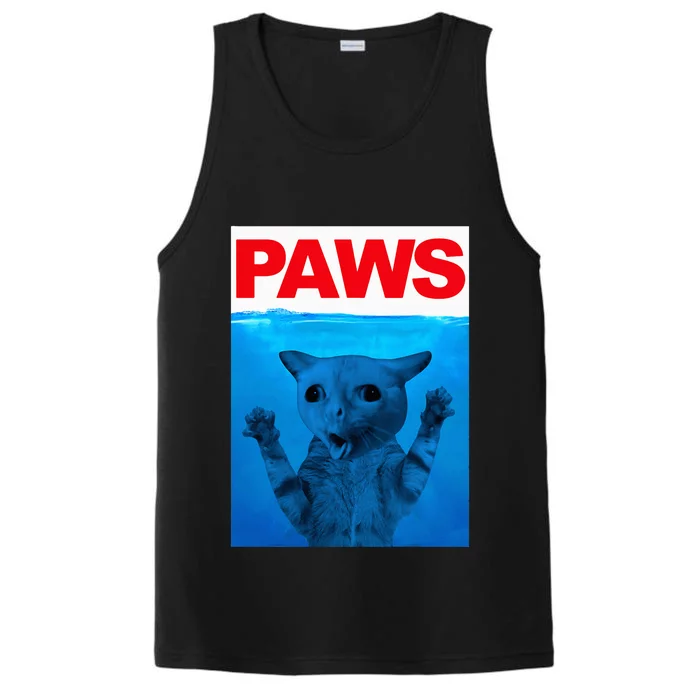 Paws Cat Meme Humor Funny Kitty Lover Funny Cats Dads Mom Performance Tank