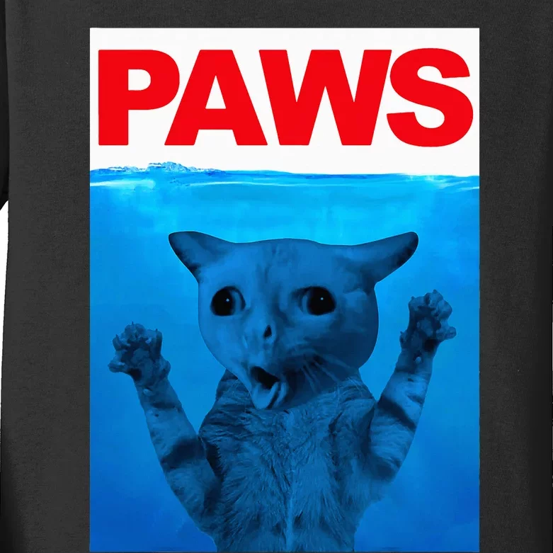 Paws Cat Meme Humor Funny Kitty Lover Funny Cats Dads Mom Kids Long Sleeve Shirt