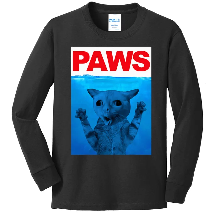 Paws Cat Meme Humor Funny Kitty Lover Funny Cats Dads Mom Kids Long Sleeve Shirt