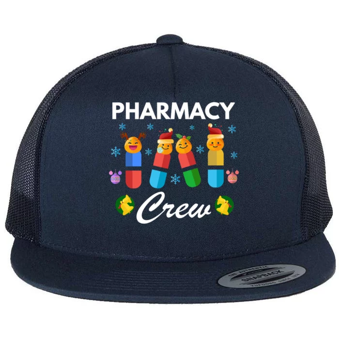 Pharmacy Crew Merry Christmas Funny Pharmacist Pills Gift Flat Bill Trucker Hat