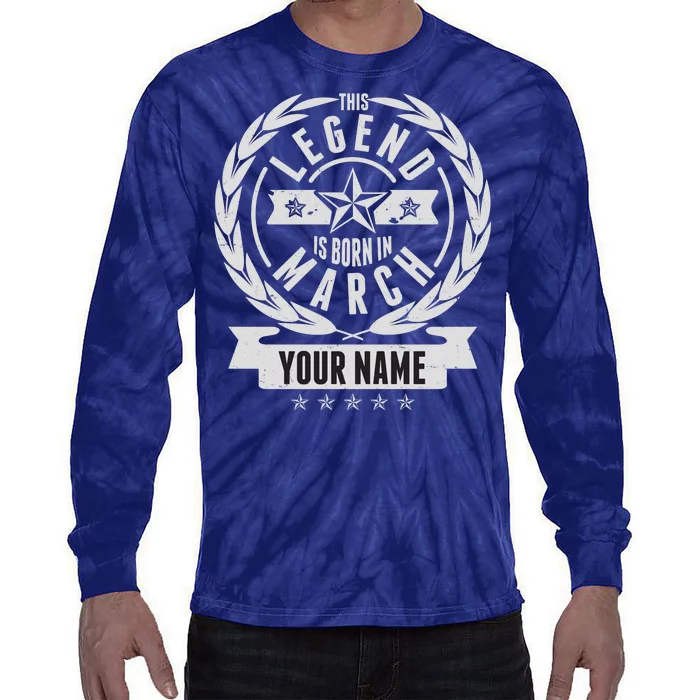 Personalized Custom Name This Legends Is Born In March Tie-Dye Long Sleeve Shirt